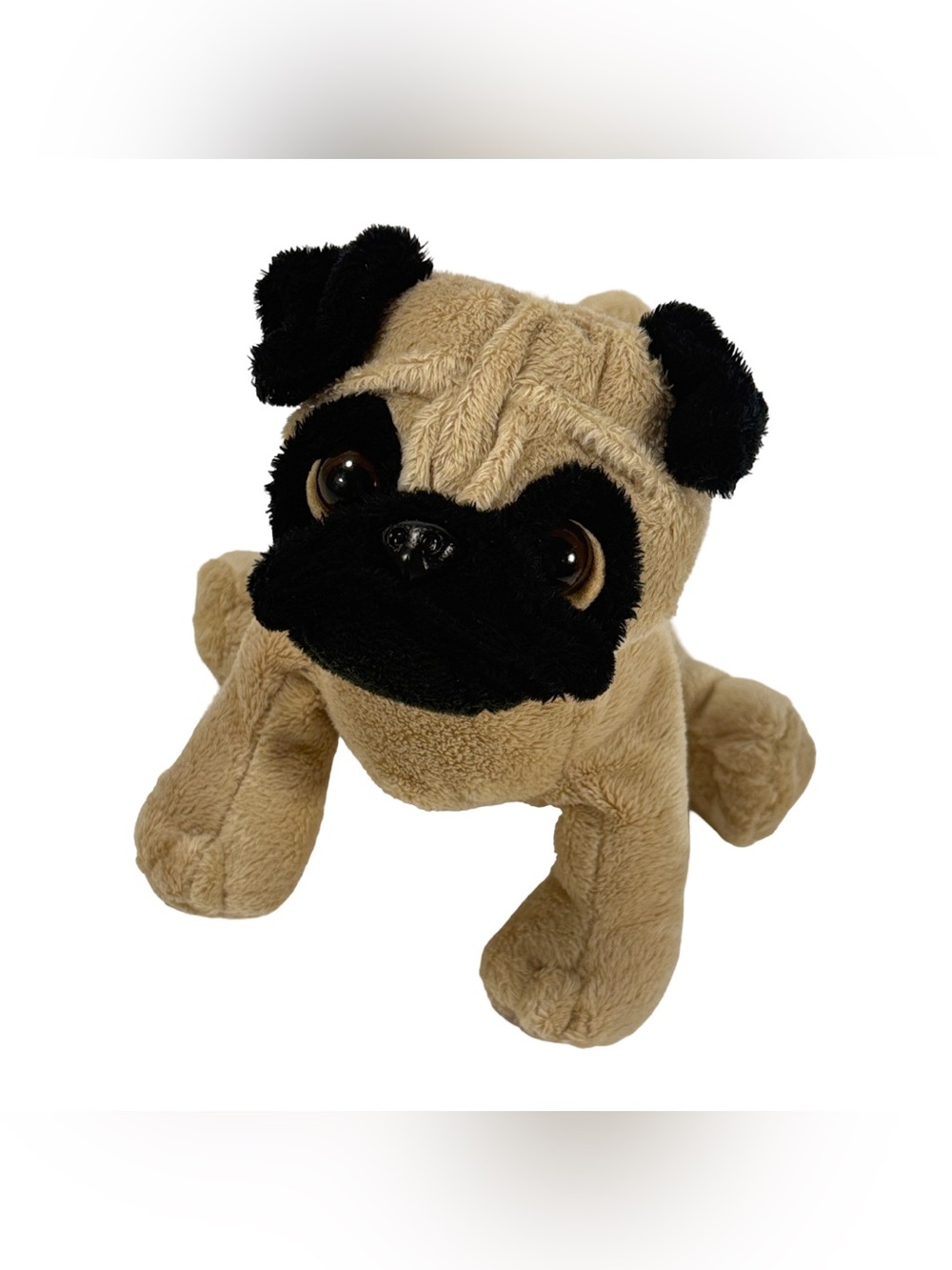 Webkinz Ganz Pug Dog Plush Stuffed Animal Big Brown Eyes Tan Black 8" Toy